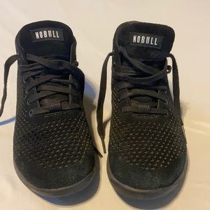 Mid No Bull black on black suede trainers.